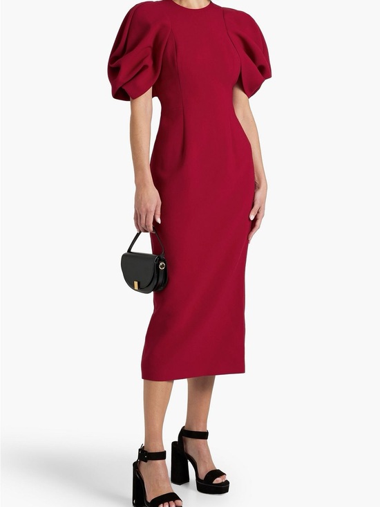 Dresses & Skirts - ROKSANDA- Calita crêpe  Puffed-sleeve midi dress
In red